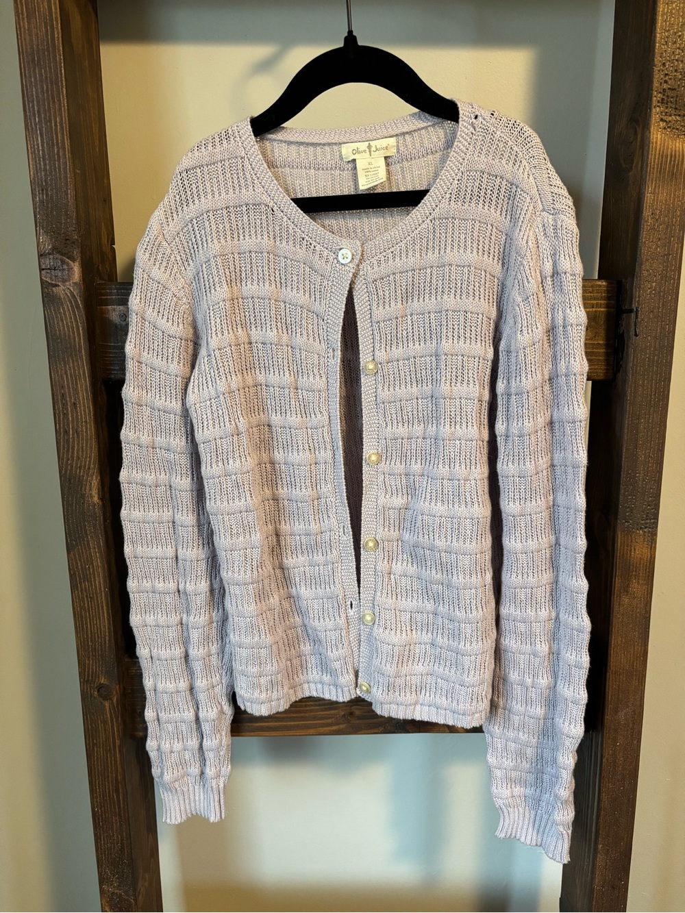 Purple Knit 100% Cotton Cardigan - kids XL 10/12yr